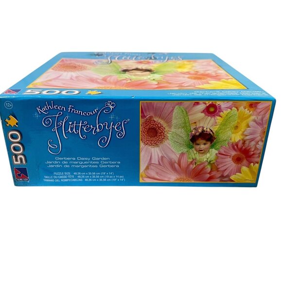 Flitterbyes 500 Piece Puzzle Gerbera Daisy Garden Kathleen Francour 2007 New - Picture 4 of 6